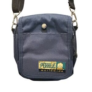 Vintage Y2K Sanrio Pekkle Sanrio Cross Body Zipper‎ Purse Dark Blue 7x7"
